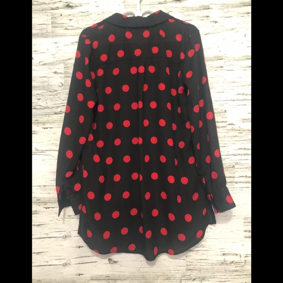 Black & red polka dot high low ling tunic blouse - Picture 2 of 4